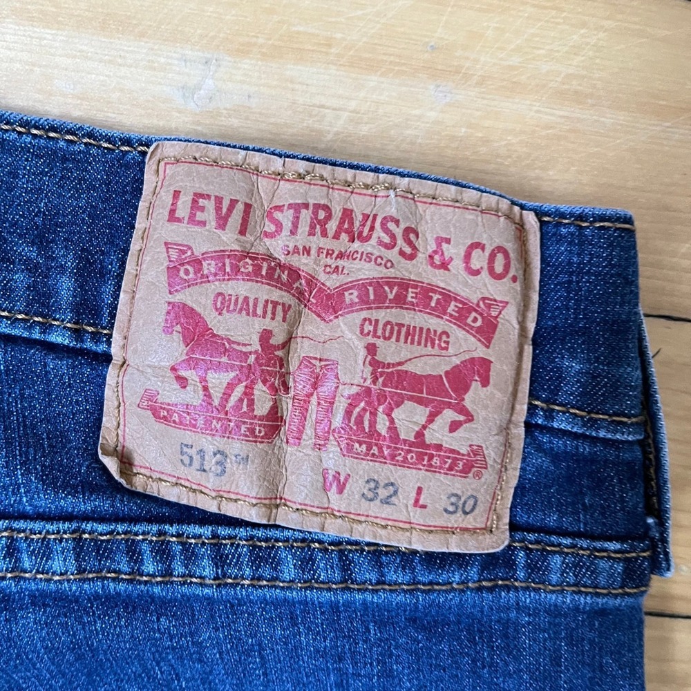 Levis 513 Jeans Mens 32x30 Dark Wash Blue Denim Pants - Picture 10 of 10